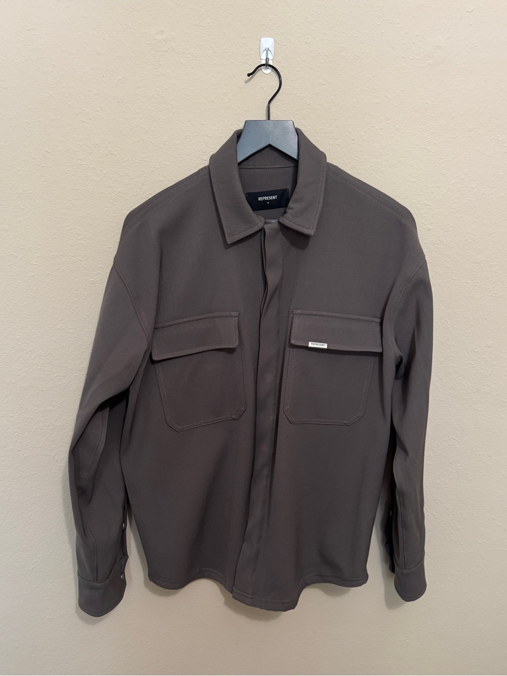 Represent Oversized Overshirt Wool Jacket in Gray